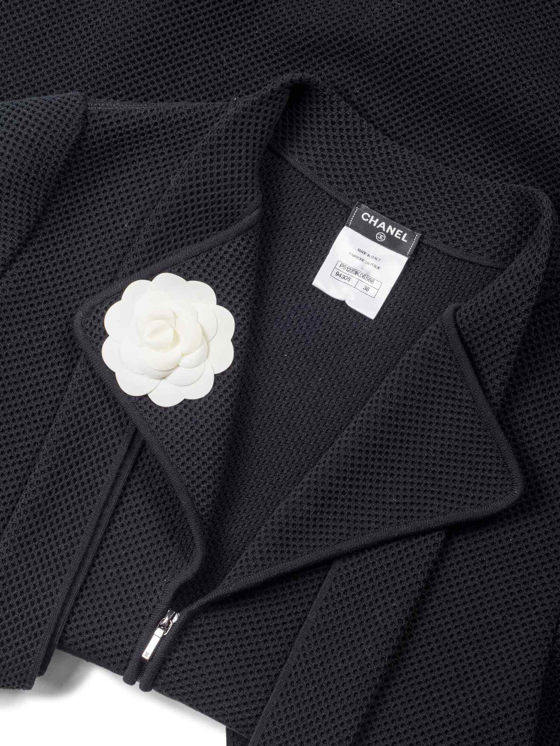 Chanel Cotton Tweed Camellia Mini Dress Black
