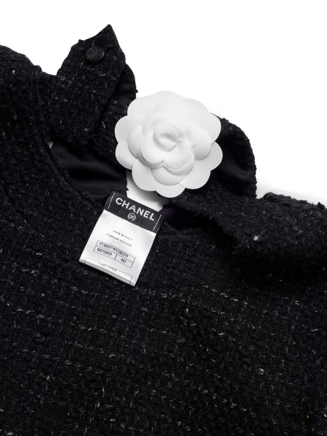 Chanel Fantasy Tweed Ruffle Top Black