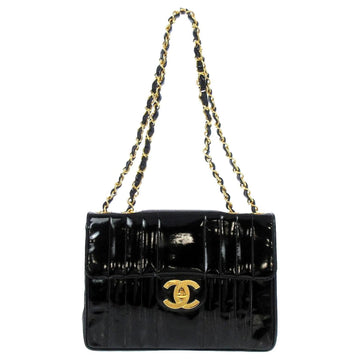 CHANEL JUMBO MADEMOISELLE VERTICAL QUILT VINTAGE PATENT LEATHER BAG