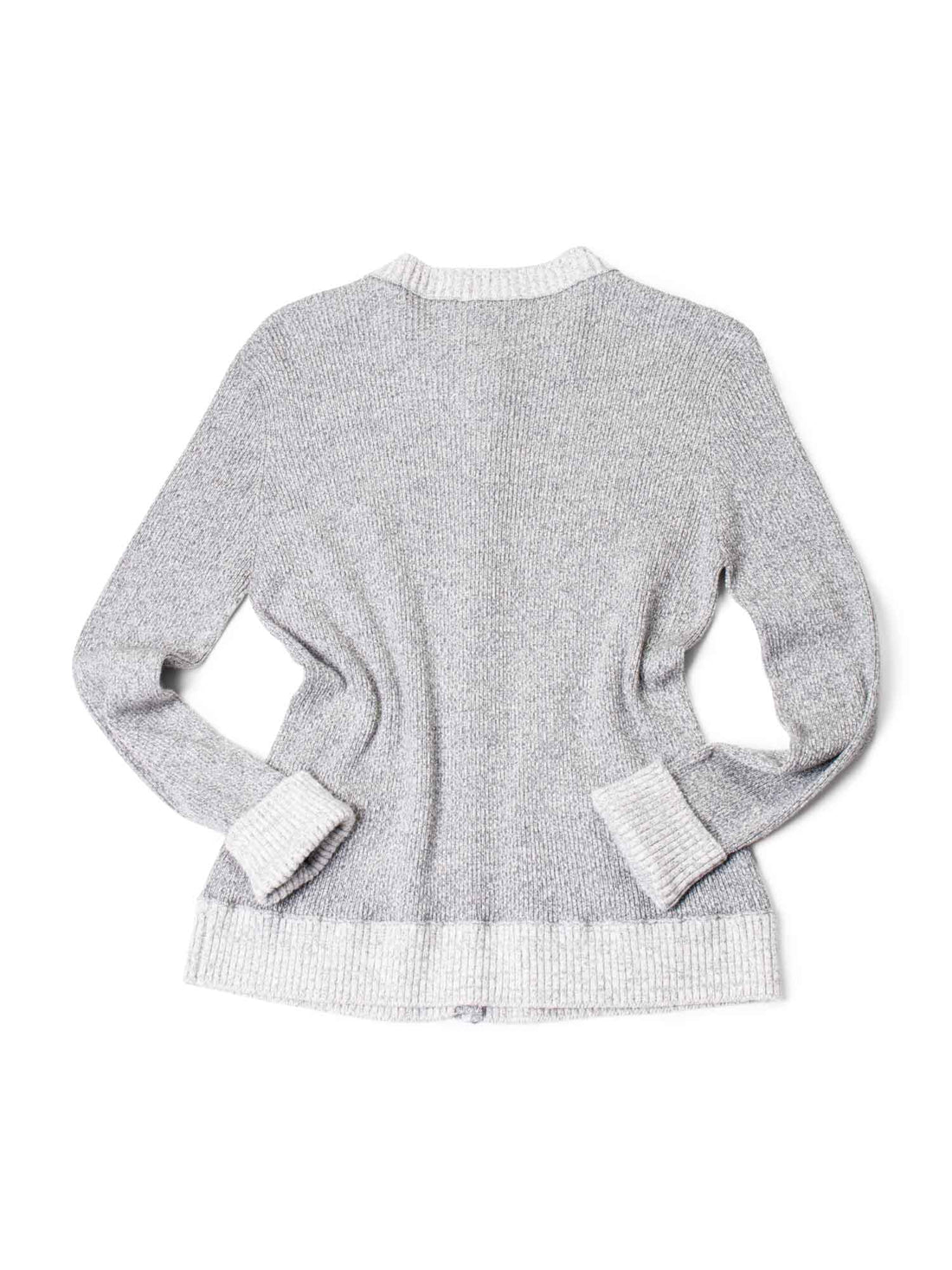 Chanel Knit CC Logo Fringe Sparkly Cardigan Grey