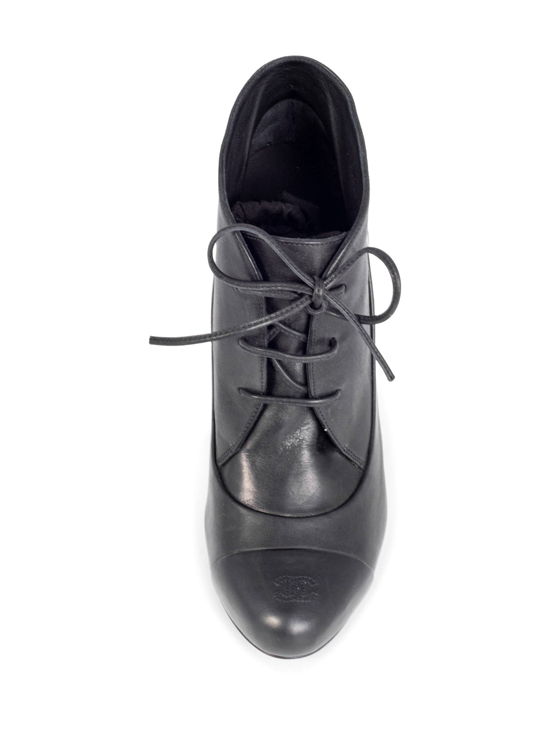 Chanel Leather CC Logo Platform Ankle Booties Black