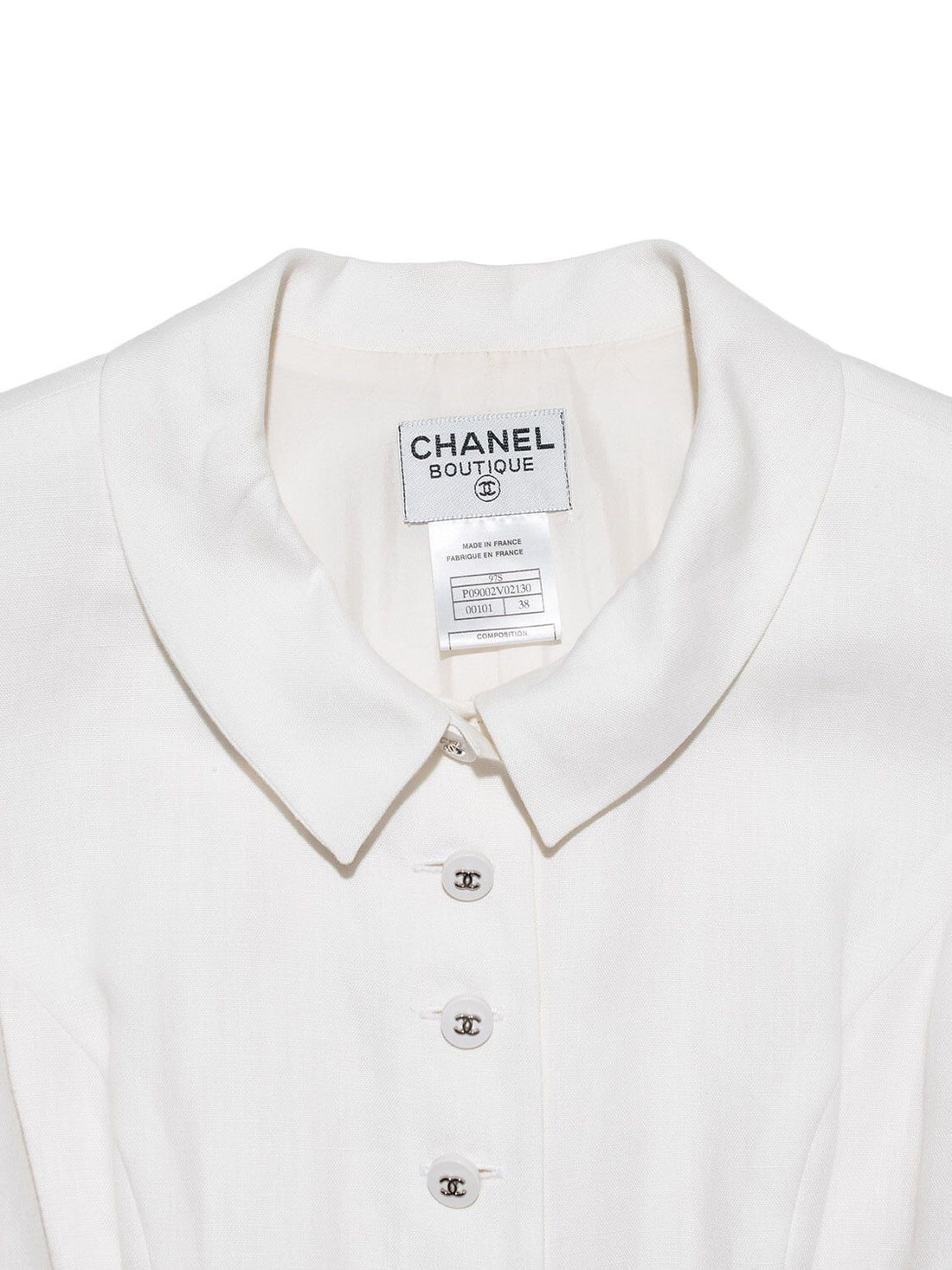 Chanel Linen Button Down Dress White