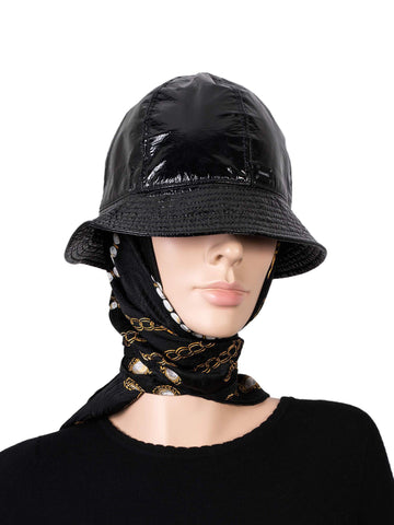 Chanel Patent Leather Bucket Hat Black