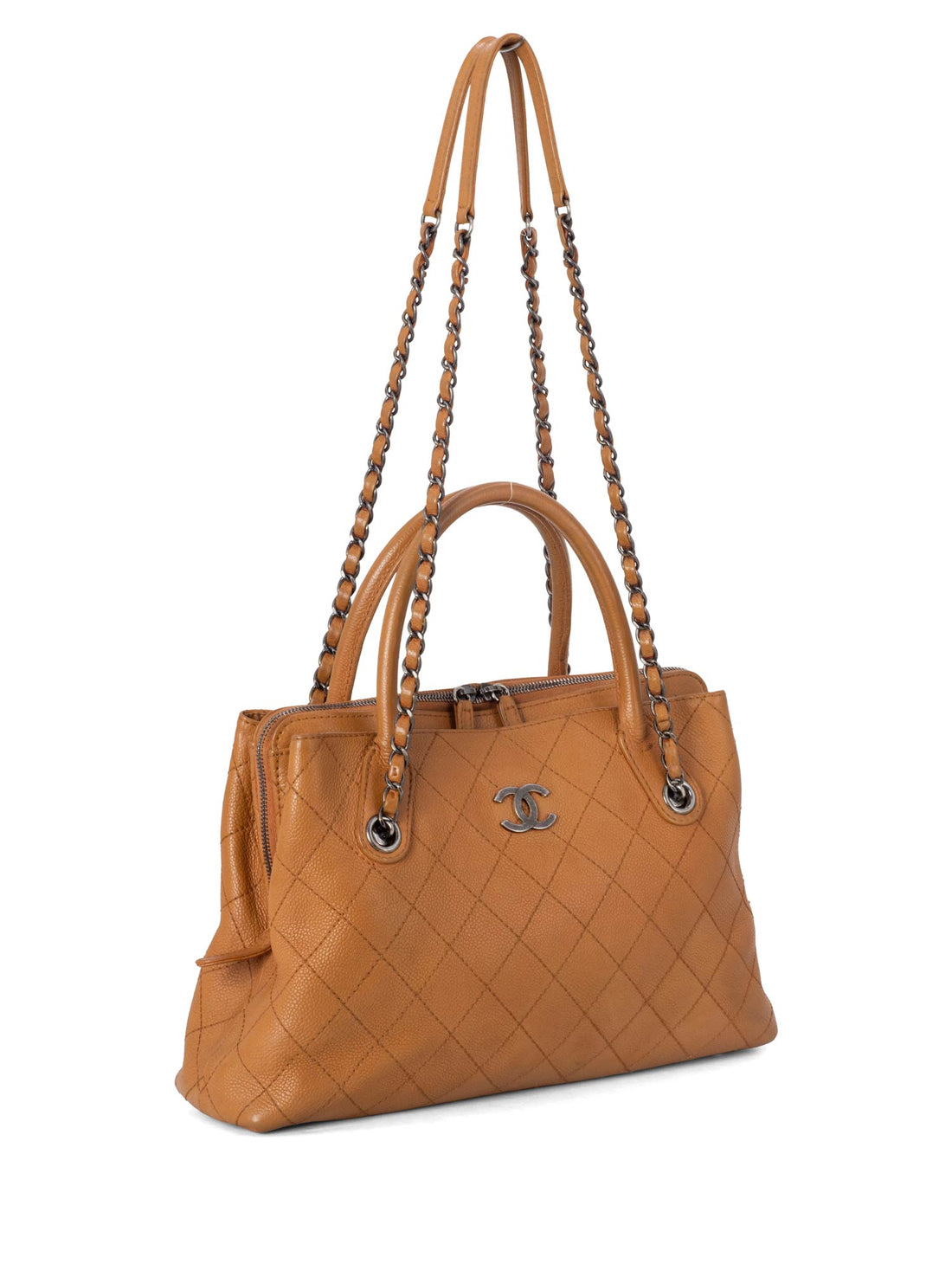 Chanel Quilted Caviar CC Top Handle Bag Brown
