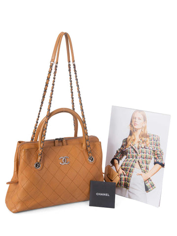 Chanel Quilted Caviar CC Top Handle Bag Brown