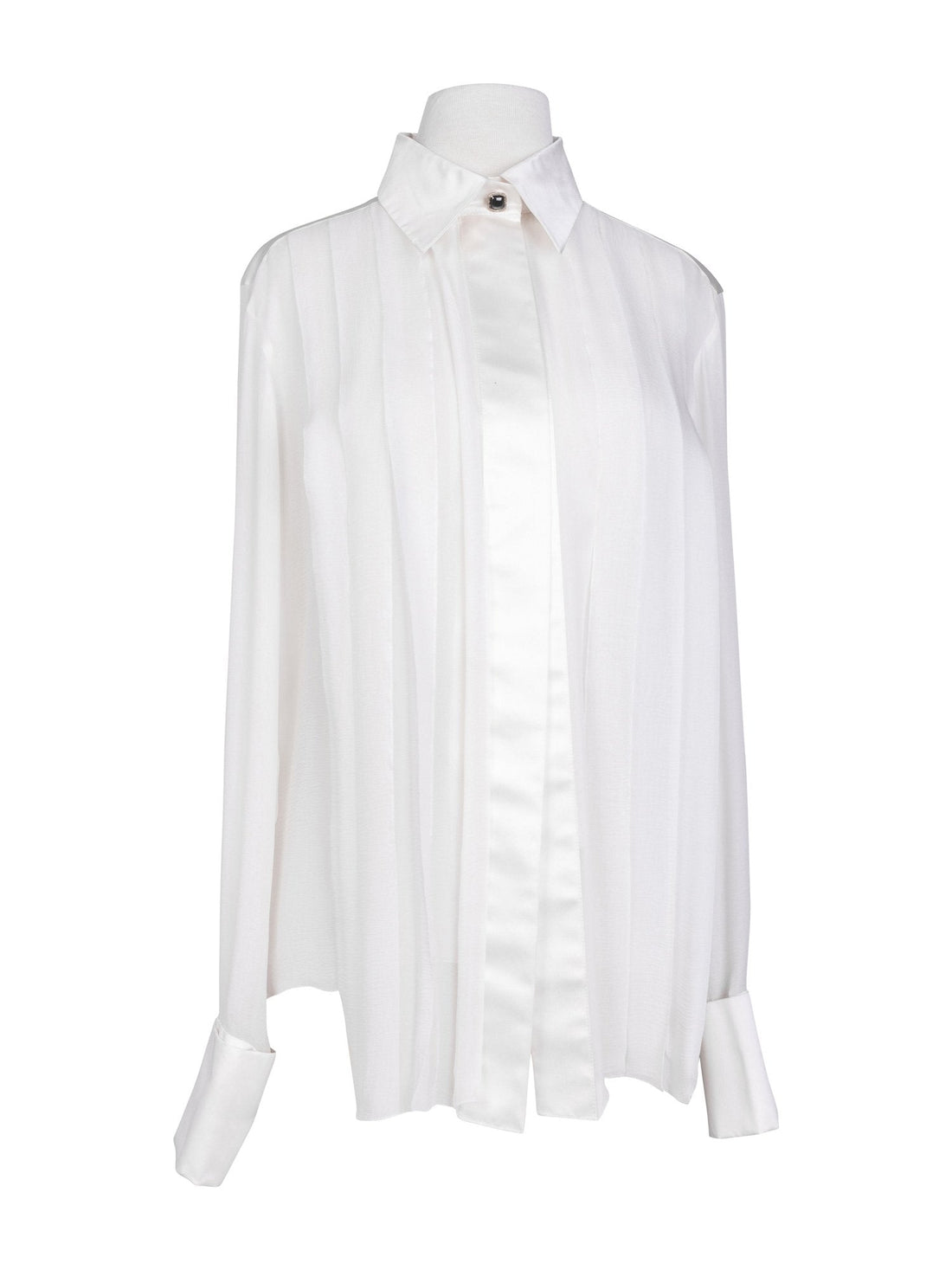 Chanel Silk Gripoix Pleated Blouse Ivory