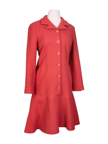 Chanel Tweed CC Logo Button Down Dress Red