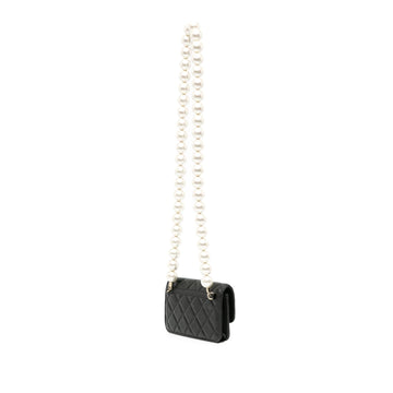 Chanel CC Lambskin About Pearls Card Holder On Chain (SHG-XiJKT4)