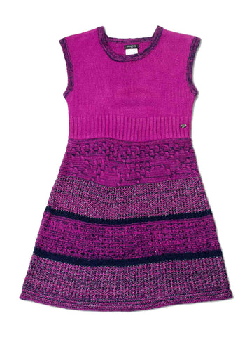 Chanel CC Logo Knitted Sparkly Dress Purple