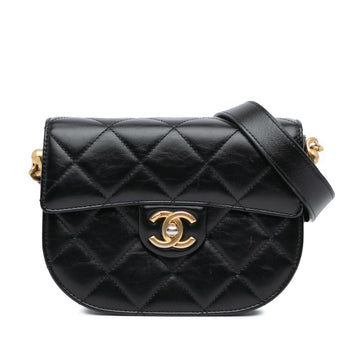 Chanel CC Quilted Calfskin Round Moon Messenger Flap (SHG-yErlrj)