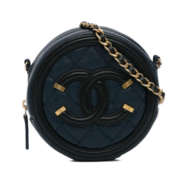 Chanel Caviar CC Filigree Round Crossbody Bag (SHG-ai93Fn)