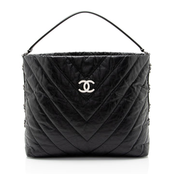 Chanel Chevron Aged Calfskin Big Bang Hobo (SHF-3kJJhz)