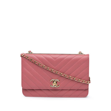Chanel Chevron Quilted Lambskin Trendy CC Wallet on Chain (SHG-2KK0Ka)