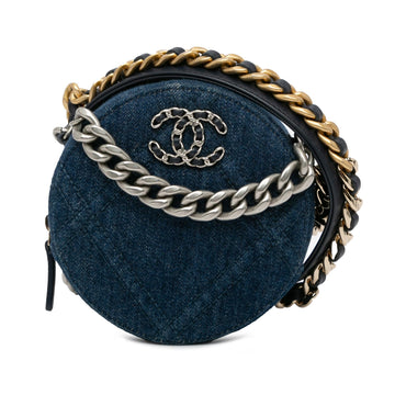 Chanel Denim 19 Round Clutch with Chain (SHG-fQ2FVc)