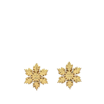 Chanel Gold Plated CC Snowflake Clip On Earrings (SHG-E0qgSn)