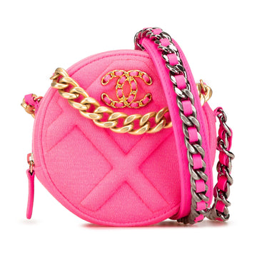 Chanel Jersey 19 Round Clutch on Chain (SHG-hcGXlh)