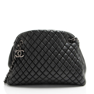 Chanel Lambskin Just Mademoiselle Large Bowler Bag (SHF-6pAwMm)