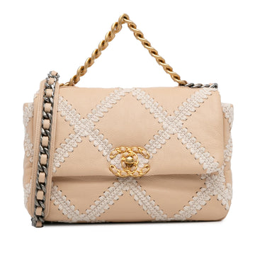 Chanel Medium Crochet and Calfskin 19 Flap Bag (SHG-5tvBOl)