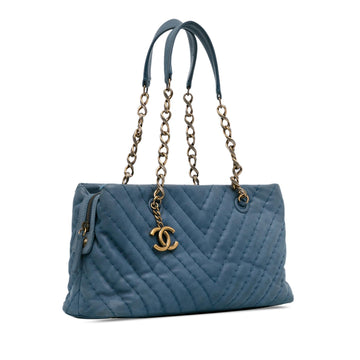 Chanel Small Chevron Surpique Iridescent Calfskin Tote (SHG-sHtll6)