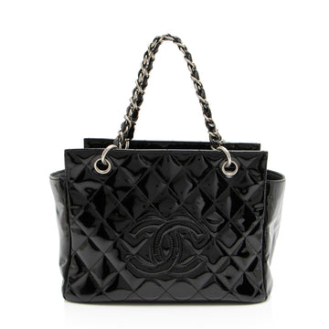 Chanel Vintage Patent Leather Timeless CC Petite Tote (SHF-Up924x)