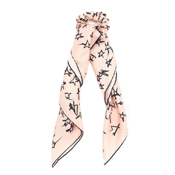 Chanel Hair Tie Silk Twilly Pink/Black
