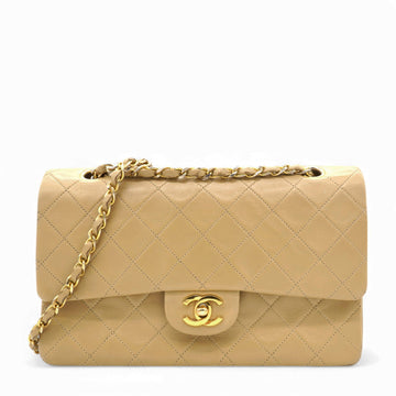 Chanel Lambskin Quilted Medium Double Flap Beige