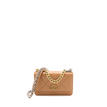Chanel 19 Wallet on Chain Lambskin Caramel Multicolour Hardware (Microchip)