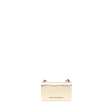 Chanel Mini Evening Bag Gold Tone Hammered Metal And Gold Tone Metal (Microchip )