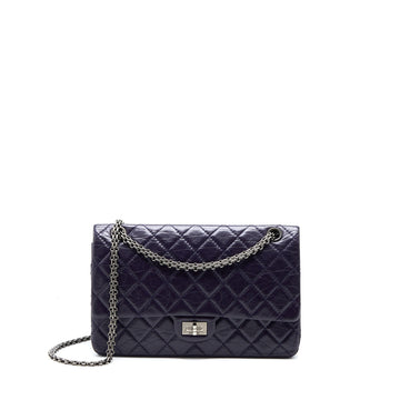 Chanel Large 2.55 Reissue Flap Bag Aged Calfskin Dark Purple Ruthenium Hardware