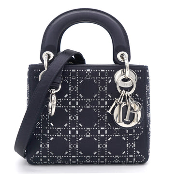 Dior Satin Crystal Cannage Mini Lady Dior Black