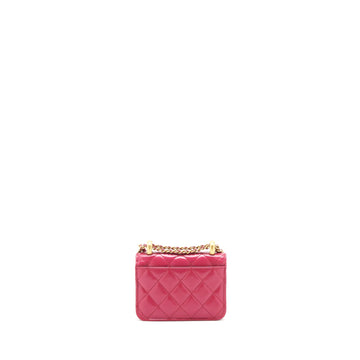 Chanel 21A Gold crush mini flap bag with chain calfskin raspberry pink GHW