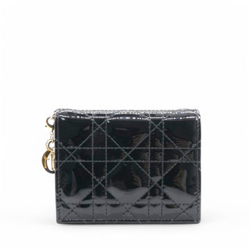 Dior Patent Cannage Lady Dior Wallet Black