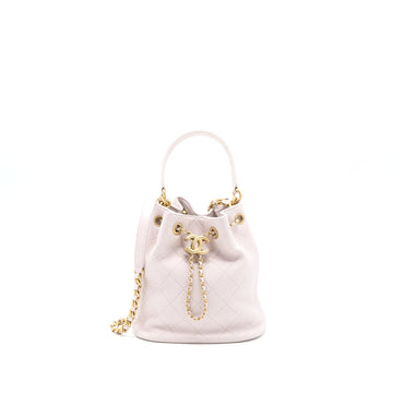 Chanel Drawstring Bucket Bag Lambskin Light Pink GHW