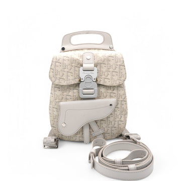 Dior HOMME Oblique Jacquard Calfskin Mini Saddle Backpack Beige