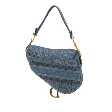 Dior Oblique Embroidered Denim Saddle Bag
