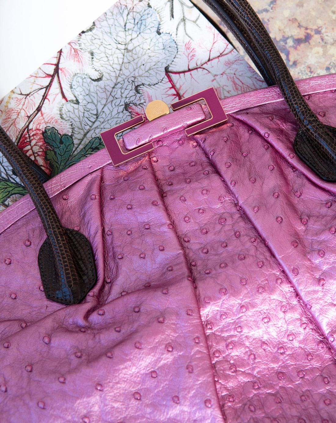 Analeena Lilac Ostrich Tote Bag