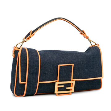 Fendi Large Denim Baguette Satchel