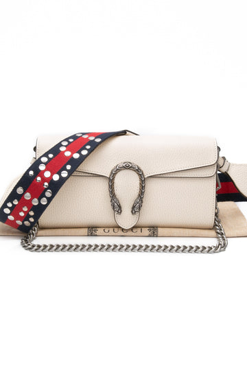 GUCCI Mystic White Dollar Calfskin Web Small Dionysus Crossbody Bag