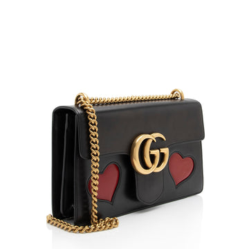 Gucci Calfskin Malaga Kid Heart GG Marmont Small Flap Bag (SHF-zpvPWY)