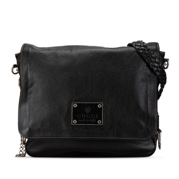Gucci Leather Crest Chain Messenger Bag (SHG-FgBsnS)