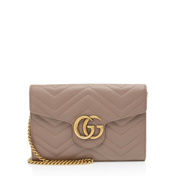 Gucci Matelasse Leather GG Marmont Flap Mini Wallet Bag (SHF-L9tXYx)