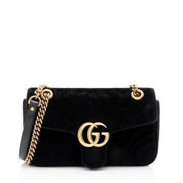 Gucci Matelasse Velvet GG Marmont Small Flap Shoulder Bag (SHF-ECU4RL)