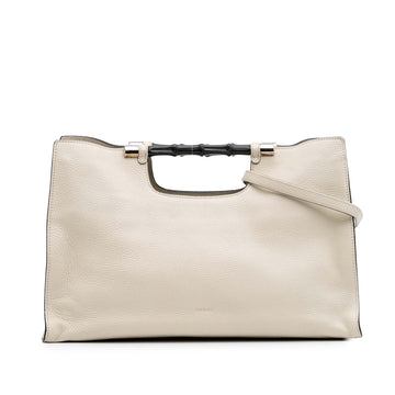 Gucci Medium Calfskin Bamboo Daily Shopper Satchel
