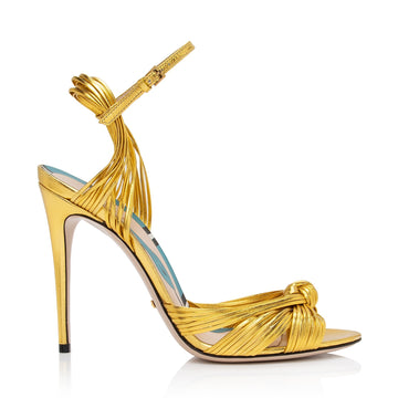 Gucci Metallic Leather Allie Knotted Strappy Sandals - Size 9.5 / 39.5 (SHF-7WQmgZ)