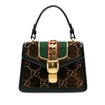 Gucci Mini GG Velvet Sylvie Satchel (SHG-f0os8k)