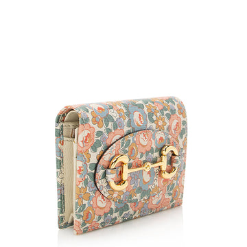 Gucci X Liberty of London Floral Calfskin Horsebit 1955 Abbey Card Case (SHF-21950)