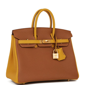 Hermes SpSSial Order (HSS) Birkin 25 Gold and Jaune Ambre Togo Brushed Gold Hardware