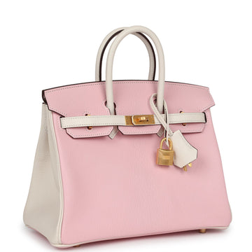 Hermes SpSSial Order (HSS) Birkin 25 Rose Sakura and Nata Chevre Brushed Gold Hardware