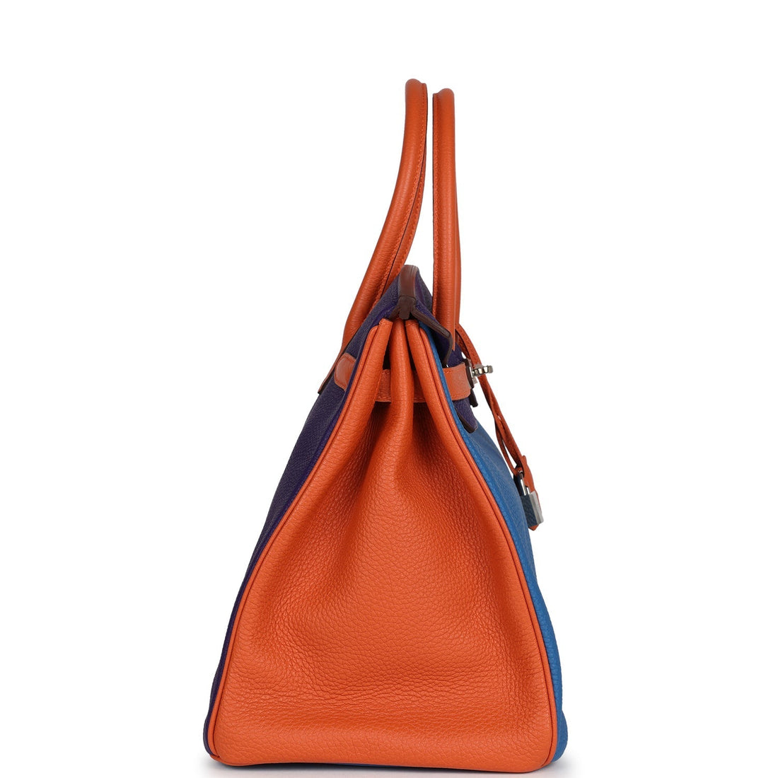 Hermes SpSSial Order (HSS) Birkin 35 Tricolor Bleu Hydra, Ultraviolet and Orange Togo Palladium Hardware