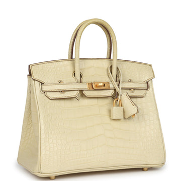 Hermes SpSSial Order (HSS) Birkin 25 Vanille Matte Alligator Brushed Gold Hardware